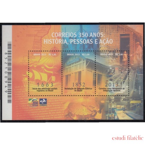 Brasil Brazil HB 160 2013 Correos 350 Años de Historia MNH