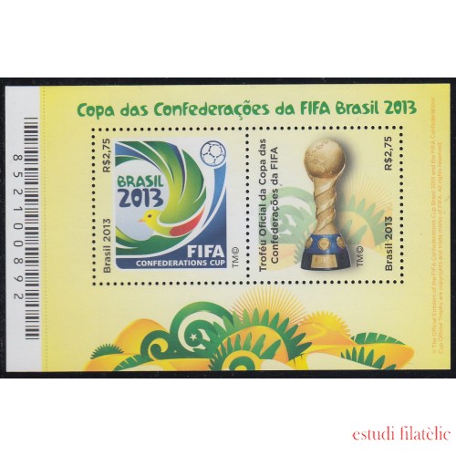 Brasil Brazil HB 158 2013 Copa de Confederaciones FIFA Fútbol MNH