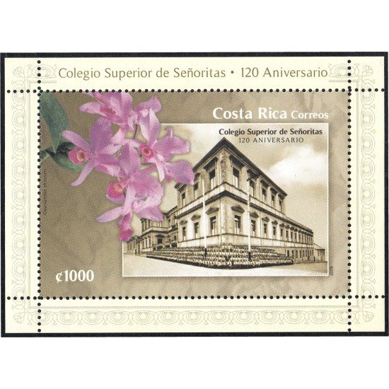 Costa Rica HB 23 2008 120 Años del Colegio superior de Señoritas MNH