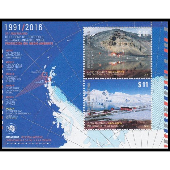 Argentina HB 151 2016 25 Años del protocolo al tratado Antártico MNH Argentina HB 151 2016 25 Años del protocolo al tratado Antártico MNH