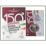 Italia 2021 2 € euros conmemorativos Cartera Oficial Av Roma como capital 