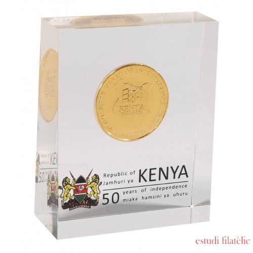 Kenia Kenya 50 Shillings 2013 28g Moneda chapada en oro Aniversario Independencia
