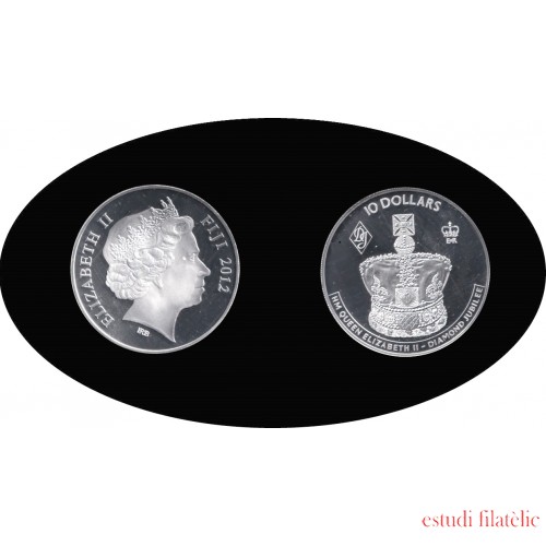 Fiji  Islas 2012 25 g Queen Elizabeth II - Diamond Jubilee Corona 10 $  