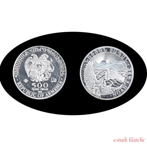 Armenia 1 OZ onza 2020 Arca de Noé 500 Dram  Plata Ag 