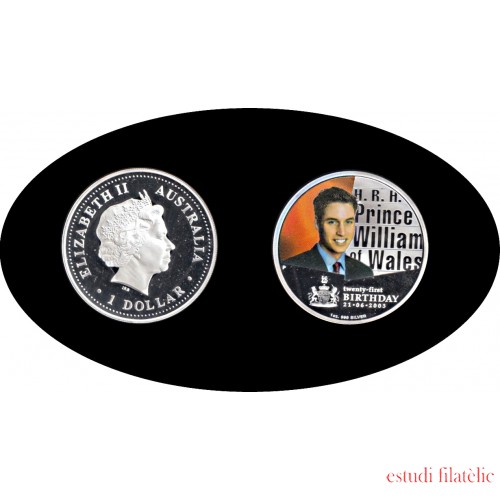Australia 1 OZ onza 2003 Príncipe William de Gales 1$ Color Plata Ag