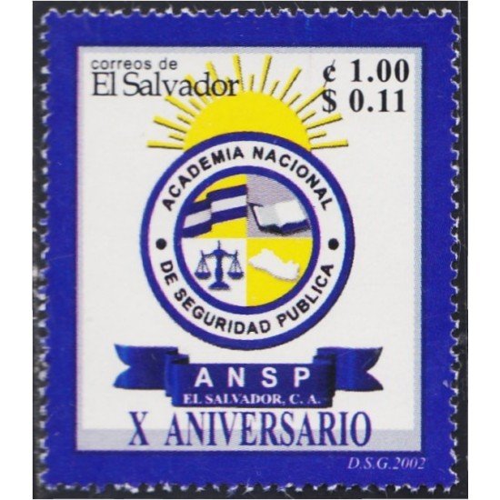 El Salvador 1516 2002 10 Años de la Escurla Nacional de Seguridad Pública MNH El Salvador 1516 2002 10 Años de la Escurla Nacional de Seguridad Pública MNH