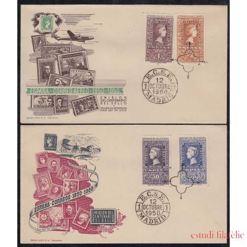 España Spain 1075/76 + 1079/80 1954 Centenario del sello español SPD