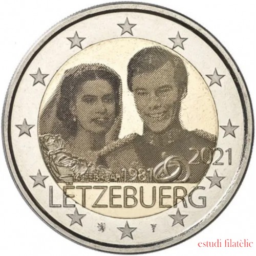 Luxemburgo 2021 2 € euros conmemorativos Av. Boda Rel Emisión gofrado