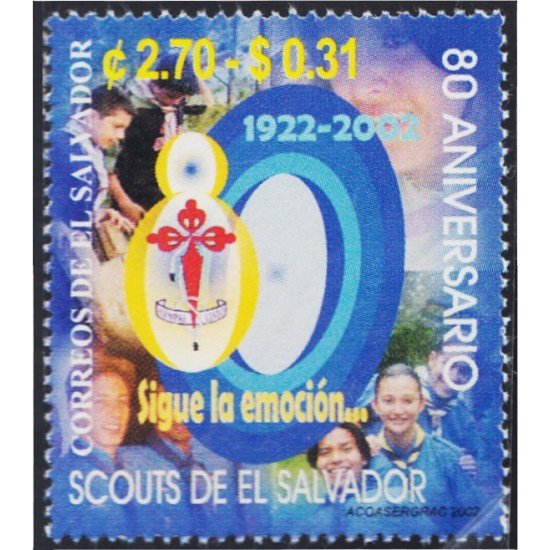El Salvador 1527 2002 80 Años del Scoutismo del Salvador MNH El Salvador 1527 2002 80 Años del Scoutismo del Salvador MNH