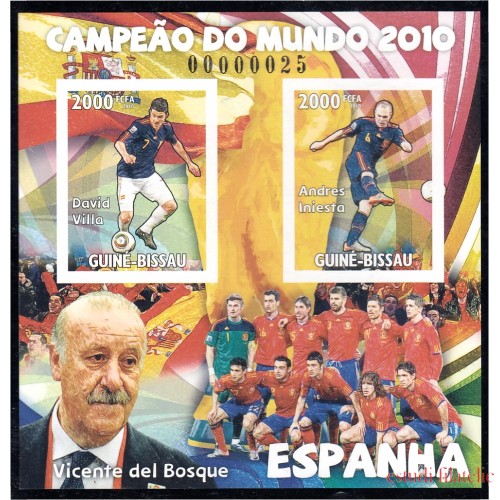 Guinea Bissau Guiné-Bissau España Campeona del mundo 2010 Fúbol Sin dentar Villa Iniesta