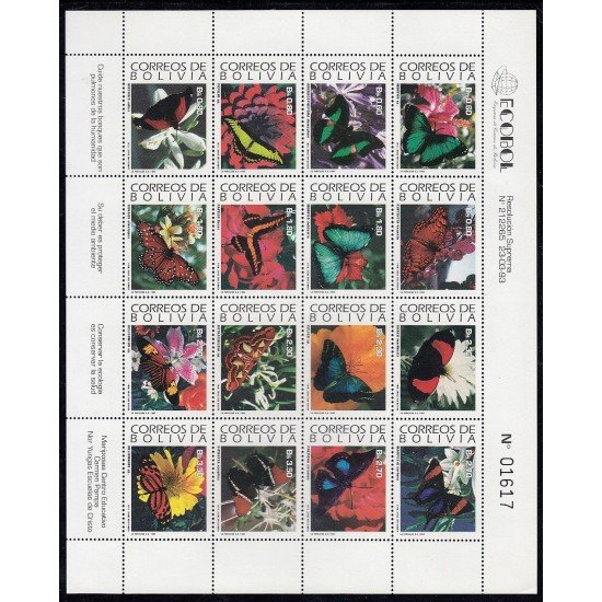 Bolivia 820/35 1993 Mariposas Butterflys MNH Bolivia 820/35 1993 Mariposas Butterflys MNH