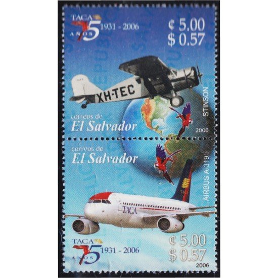 El Salvador 1639/40 2006 75 Años de la Compañía Aérea TACA MNH El Salvador 1639/40 2006 75 Años de la Compañía Aérea TACA MNH