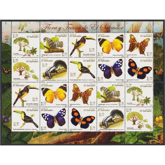El Salvador 1651a/60a 2006  Minihojita Fauna y Flora MNH