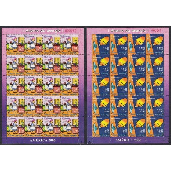 El Salvador 1667a/68a 2006 Minihojita Serie América UPAEP. Ahorro de Energia - ***