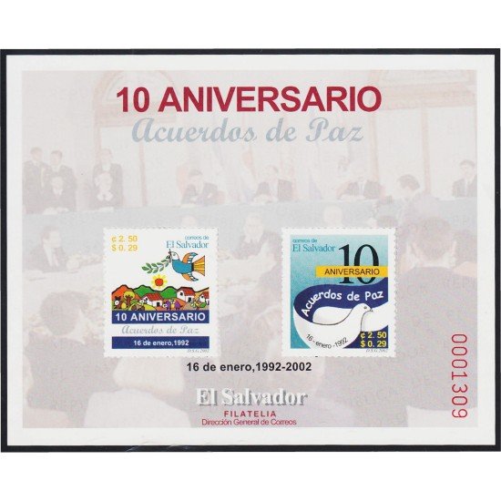 El Salvador HB 47 2002 10 Años de Acuerdos de Paz MNH