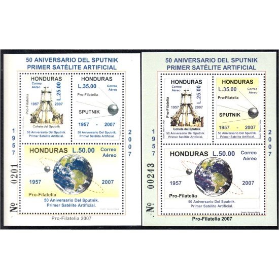Honduras HB 86/87 2007 Espacio 50 Años del Lanzamiento de Sputnik 1 MNH