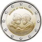 Malta 2021 2 € euros conmemorativos Héroes de la Pandemia Tirada 60000