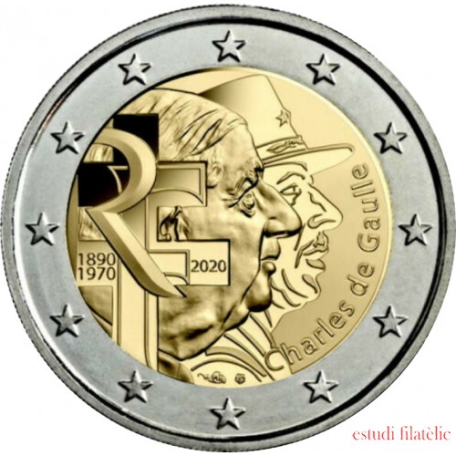 Francia 2020 2 € euros conmemorativos Charles De Gaulle 