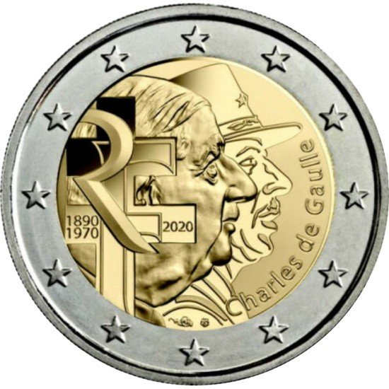 Francia 2020 2 € euros conmemorativos Charles De Gaulle Francia 2020 2 € euros conmemorativos Charles De Gaulle