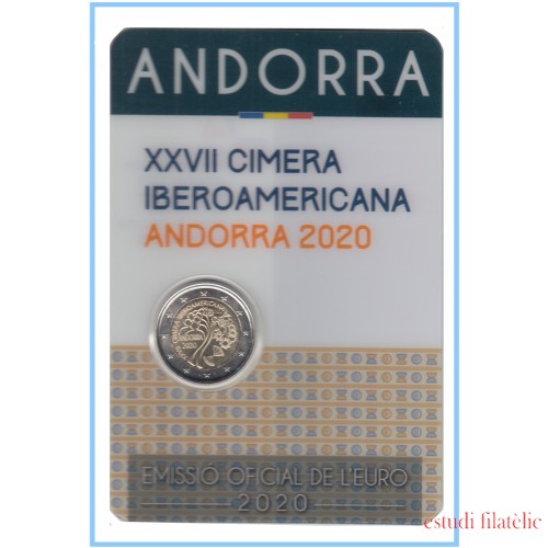 Andorra 2020 Cartera Oficial Coin Card Moneda 2 € conm Cumbre Iberoamericana