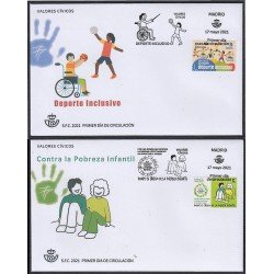 España Spain 5485/86 2021 Valores Cívicos Deporte inclusivo pobreza infantil SPD Sobre Primer Día