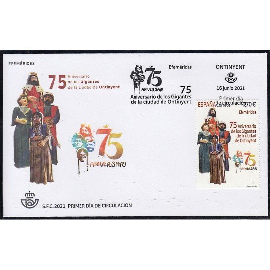 España Spain 5496 2021 75 Aniversario de los Gigantes de la Ciudad de Ontinyent SPD Sobre Primer Día España Spain 5496 2021 75 Aniversario de los Gigantes de la Ciudad de Ontinyent SPD Sobre Primer Día