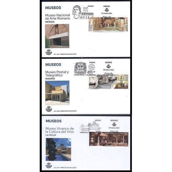 España Spain 5466/68 2021 Museos Arte Romano Vino Telegráfico y Postal SPD Sobre Primer Día España Spain 5466/68 2021 Museos Arte Romano Vino Telegráfico y Postal SPD Sobre Primer Día