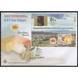España Spain 5465 2021 Gastronomía Islas Baleares Queso Mahón SPD Sobre Primer Día España Spain 5465 2021 Gastronomía Islas Baleares Queso Mahón SPD Sobre Primer Día