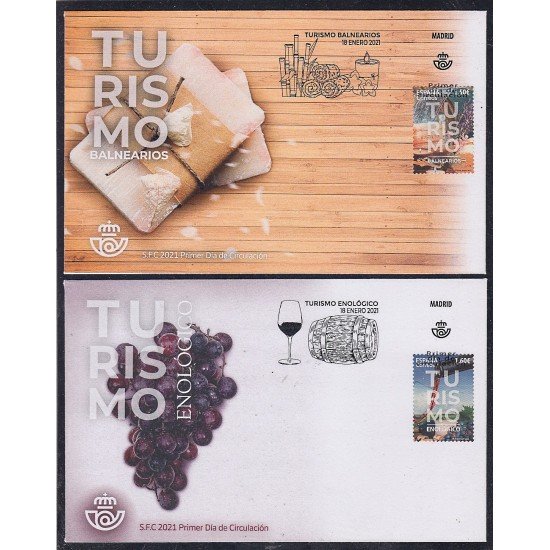 España Spain 5449/50 2021 Turismo Enológico y Balnearios SPD Sobre Primer Día España Spain 5449/50 2021 Turismo Enológico y Balnearios SPD Sobre Primer Día