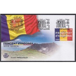 Andorra Española 507 2021 Bandera y Escudo de Andorra SPD Sobre Primer día Andorra Española 507 2021 Bandera y Escudo de Andorra SPD Sobre Primer día