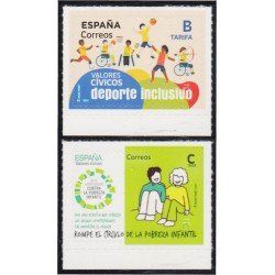 España Spain 5485/86 2021 Valores Cívicos Deporte inclusivo pobreza infantil MNH Tarifa B Tarifa C España Spain 5485/86 2021 Valores Cívicos Deporte inclusivo pobreza infantil MNH Tarifa B Tarifa C