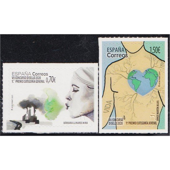 España Spain 5457/58 2021 Disello Acuarela y Dibujo MNH España Spain 5457/58 2021 Disello Acuarela y Dibujo MNH