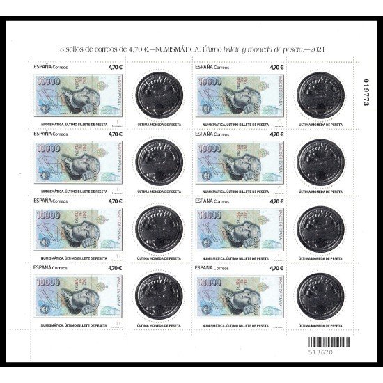 España Spain Minipliego 98d 2021 Numismática Último billete y moneda de peseta España Spain Minipliego 98d 2021 Numismática Último billete y moneda de peseta