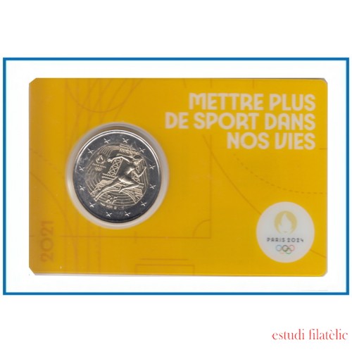 Francia France 2021 Cartera Oficial Coin Card 2€ euros conm. 1a París 2024