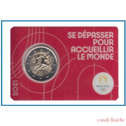Francia France 2021 Cartera Oficial Coin Card 2€ euros conm. 1r París 2024