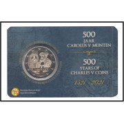 Bélgica 2021 Cartera Oficial Coin Card Moneda 2 € conm Carlos V