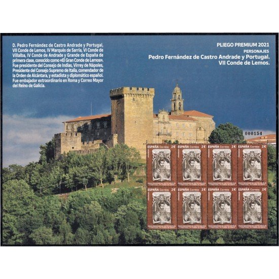 España Pliego Premium 112 2021 Personajes Pedro Fernández VII Conde de Lemos MNH España Pliego Premium 112 2021 Personajes Pedro Fernández VII Conde de Lemos MNH
