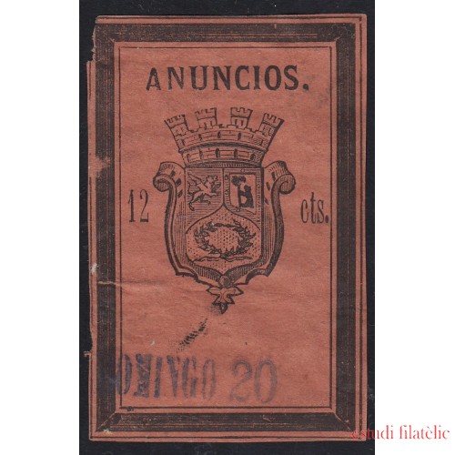España Spain Fiscal Madrid 1874 Anuncios 12 cts