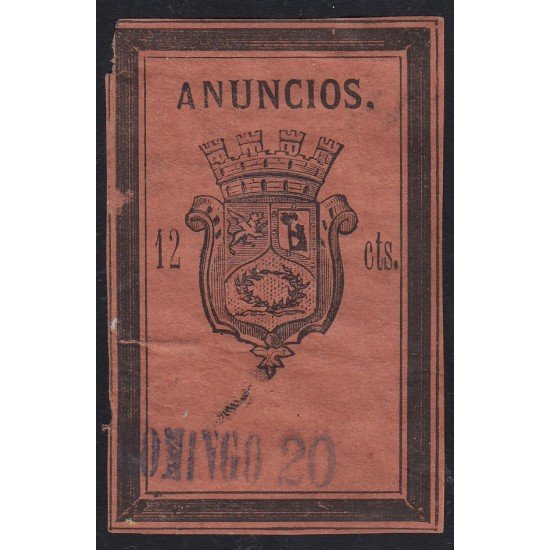 España Spain Fiscal Madrid 1874 Anuncios 12 cts