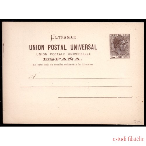 Puerto Rico EP 2 1885 Entero Postal Alfonso XII