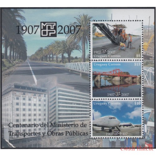 Uruguay HB 82 2007 100º del Ministerio de Obras Públicas y transportes MNH