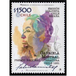 España Spain Emisión conjunta 2021 Chile - España Gabriela Mistral MNH España Spain Emisión conjunta 2021 Chile - España Gabriela Mistral MNH
