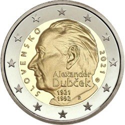 Eslovaquia 2021 2 € euros conmemorativos Alexander Dubček Eslovaquia 2021 2 € euros conmemorativos Alexander Dubček