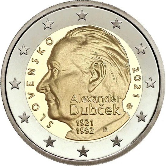 Eslovaquia 2021 2 € euros conmemorativos Alexander Dubček Eslovaquia 2021 2 € euros conmemorativos Alexander Dubček