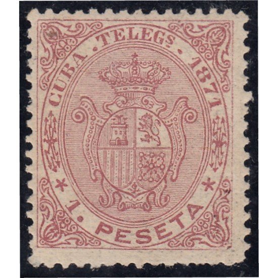 Cuba 16 Telégrafos 1871 Escudo de España MH Cuba 16 Telégrafos 1871 Escudo de España MH