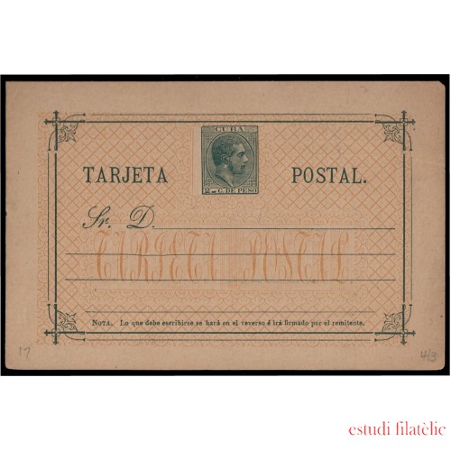 Cuba Entero Postal 16 1882 Alfonso XII no catalogado
