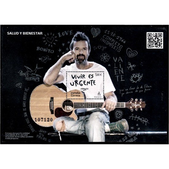 España Spain 5535 2021 Vivir es urgente Pau Donés MNH España Spain 5535 2021 Vivir es urgente Pau Donés MNH