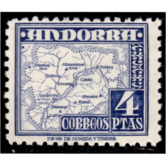 Andorra Española 56 1948-53 Mapa MNH Andorra Española 56 1948-53 Mapa MNH
