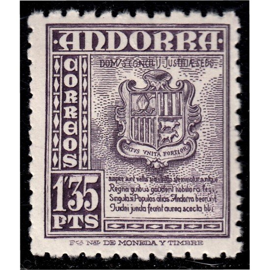 Andorra Española 55 1948-53 Escudo Shield MNH Andorra Española 55 1948-53 Escudo Shield MNH