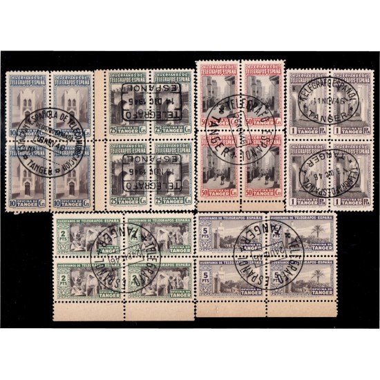 Tanger B - 35/40 Bl.4 1946 Beneficencia Huérfanos Telégrafos Usados Tanger B - 35/40 Bl.4 1946 Beneficencia Huérfanos Telégrafos Usados
